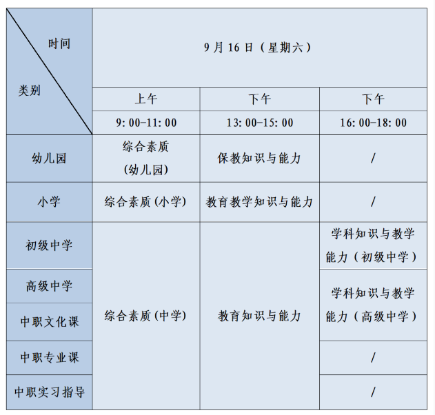 四川2023下半年教师资格证笔试考试时间
